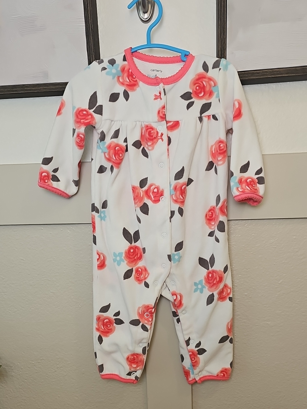Carter's Infant Girl Floral Fleece Jumpsuit Romper One-Piece 6m